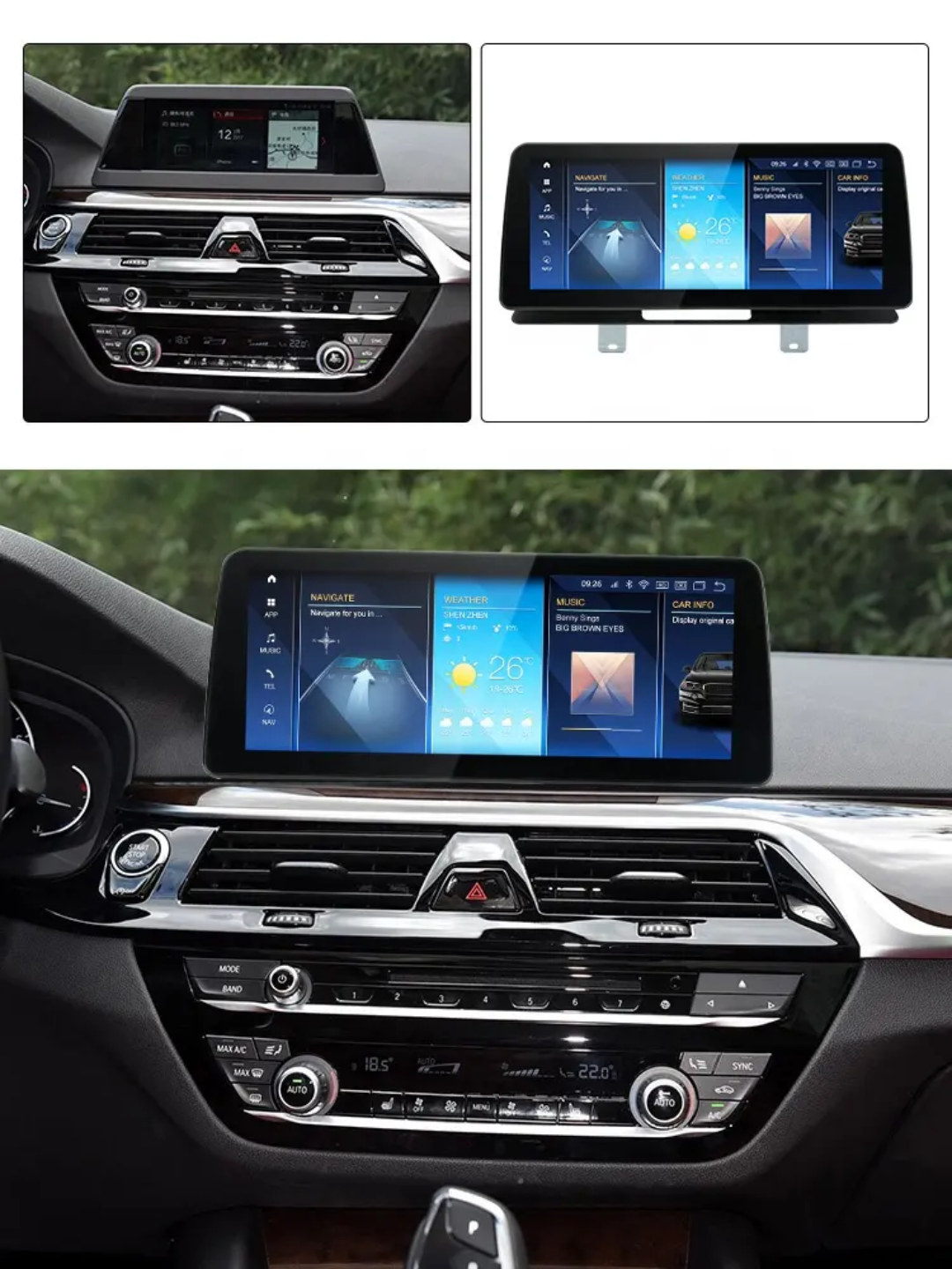 BMW 5 Series G30/G31 (2018– ) – EVO 12.5 inch Android Multimedia System | GPS | Wi-Fi | 4G SIM | Bluetooth | A2DP | Wireless Apple CarPlay & Android Auto | 360° View
