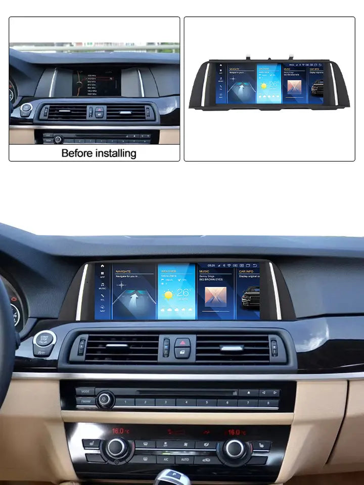 BMW 5 Series F10/F11 (2011–2012) – CIC 10.25 inch Android Multimedia System | GPS | Wi-Fi | 4G SIM | Bluetooth | A2DP | Wireless Apple CarPlay & Android Auto | 360° View