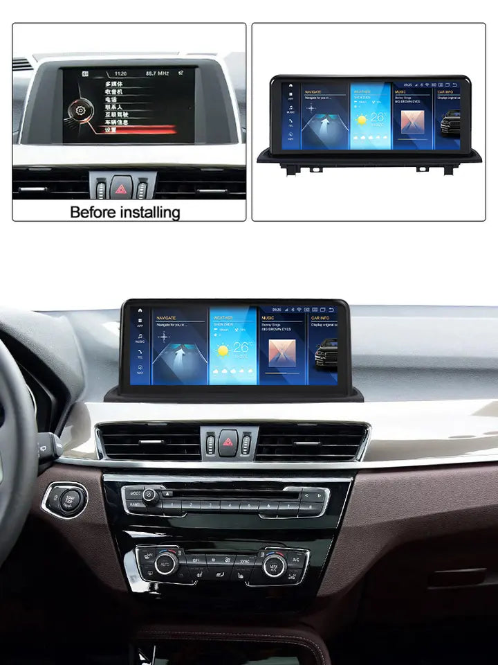 BMW X1 F48 (2016–2017) – NBT 10.25 inch Android Multimedia System | GPS | Wi-Fi | 4G SIM | Bluetooth | A2DP | Wireless Apple CarPlay & Android Auto | 360° View