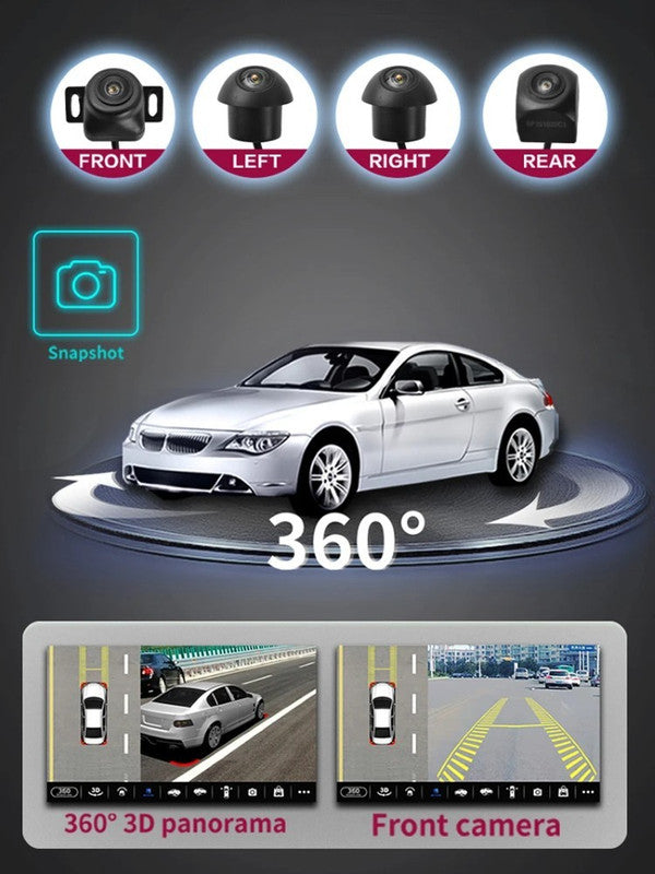 Car Axis India 360° Panoramic Surround View Camera System - AHD 1080p Compatible with Android Player - Front, Rear, Left & Right Cameras