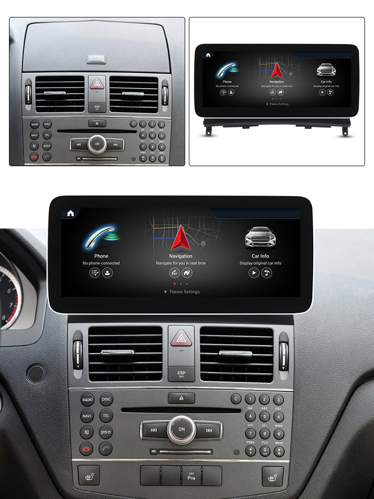 MERCEDES BENZ C-Class W204/S204 (2007–2009) – NTG4.0 12.5 inch Android Multimedia System | GPS | Wi-Fi | 4G SIM | Bluetooth | A2DP | Wireless Apple CarPlay & Android Auto | 360° View