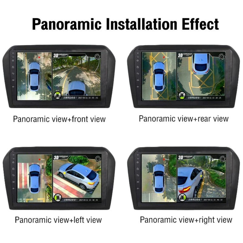 Car Axis India 360° Panoramic Surround View Camera System - AHD 1080p Compatible with Android Player - Front, Rear, Left & Right Cameras