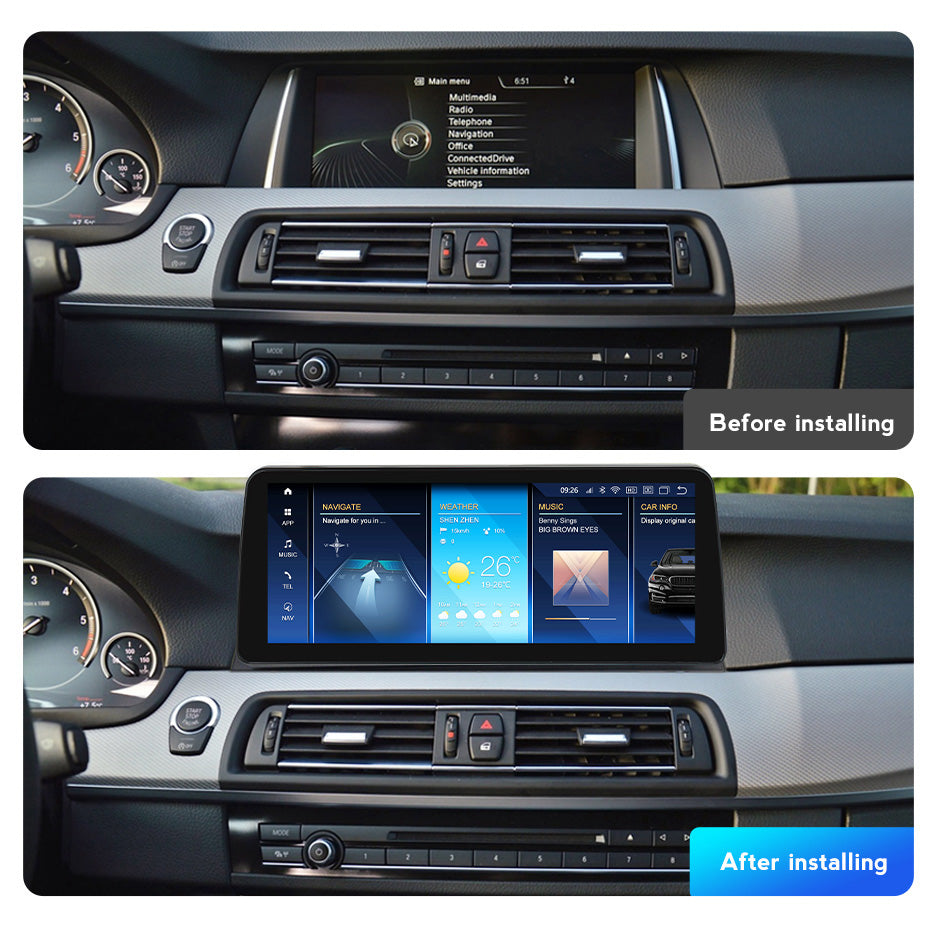 BMW 5 Series F10/F11 (2011–2012) – CIC 12.5 inch Android Multimedia System | GPS | Wi-Fi | 4G SIM | Bluetooth | A2DP | Wireless Apple CarPlay & Android Auto | 360° View
