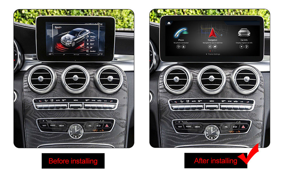 MERCEDES BENZ C-Class W205/GLC/V-Class – NTG5.0 / NTG5.5 10.25 inch Android Multimedia System | GPS | Wi-Fi | 4G SIM | Bluetooth | A2DP | Wireless Apple CarPlay & Android Auto | 360° View
