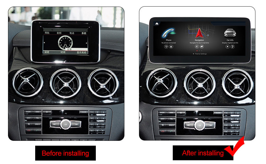 MERCEDES BENZ B-Class W246 (2011–2013) – NTG4.5 / NTG5.0 10.25 inch Android Multimedia System | GPS | Wi-Fi | 4G SIM | Bluetooth | A2DP | Wireless Apple CarPlay & Android Auto | 360° View