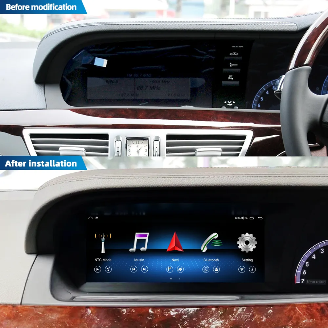 MERCEDES BENZ S-Class W221 (2006–2013) – NTG3.0 / NTG3.5 10.25 inch Android Multimedia System | GPS | Wi-Fi | 4G SIM | Bluetooth | A2DP |  Wireless Apple CarPlay & Android Auto | 360° View