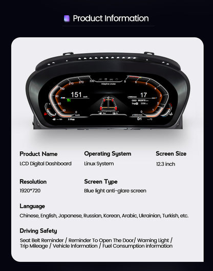 BMW 5 Series / 6 Series E60/E61/E63/E64  (2003-2009) BMW Digital Instrument Cluster