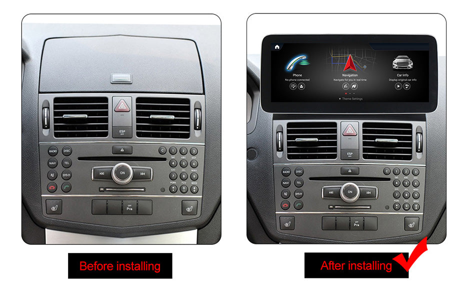 MERCEDES BENZ C-Class W204/S204 (2007–2009) – NTG4.0 12.5 inch Android Multimedia System | GPS | Wi-Fi | 4G SIM | Bluetooth | A2DP |  Wireless Apple CarPlay & Android Auto | 360° View